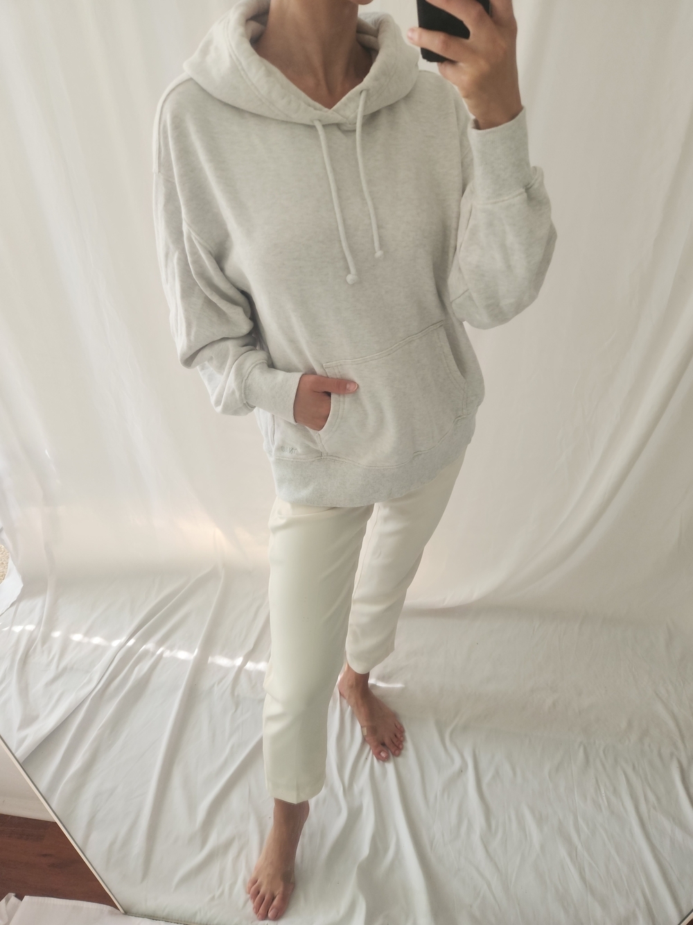 Aritzia Light Gray Drawstring Hoodie - Picture 2 of 10